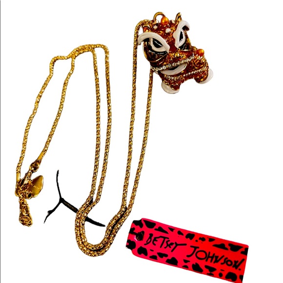 Betsey Johnson Chinese Kiren Dragon Enamel Necklace-Unisex - Picture 2 of 3